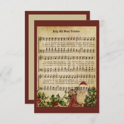 Victoriaans kerstmuziek Bedankkaart (Voorkant / Achterkant)