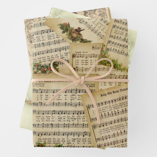  Victoriaans kerstmuziek en feestdagen Inpakpapier Vel (In situ)