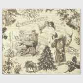  Victoriaans Kerstmuziek Santa Beige Cadeaupapier (Vlak)