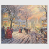 Victoriaans kerstnacht Vintage Cadeaupapier (Vlak)