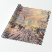 Victoriaans kerstnacht Vintage Cadeaupapier (Uitgerold)