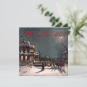 Victoriaans kerstnacht Vintage Kaart (Staand voorkant)