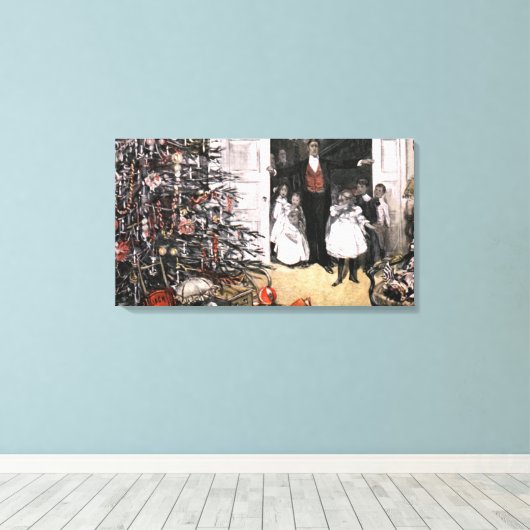 Victoriaans kerstochtend canvas afdruk (Insitu (Houten vloer))