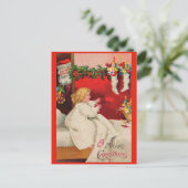 Victoriaans kerstochtend Een vrolijk kerstfeest Briefkaart (Staand voorkant)