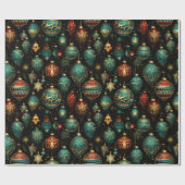 Victoriaans kerstornamenten met gouden accenten cadeaupapier (Vlak)