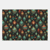 Victoriaans kerstornamenten met gouden accenten inpakpapier vel (Voorkant)