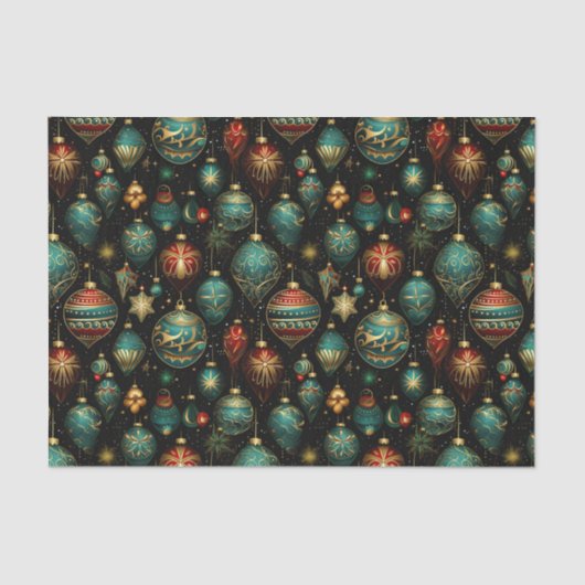 Victoriaans kerstornamenten met gouden accenten tissuepapier (Voorkant)