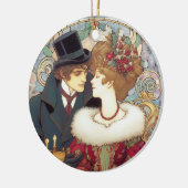 Victoriaans kerstpaar keramisch ornament (Links)