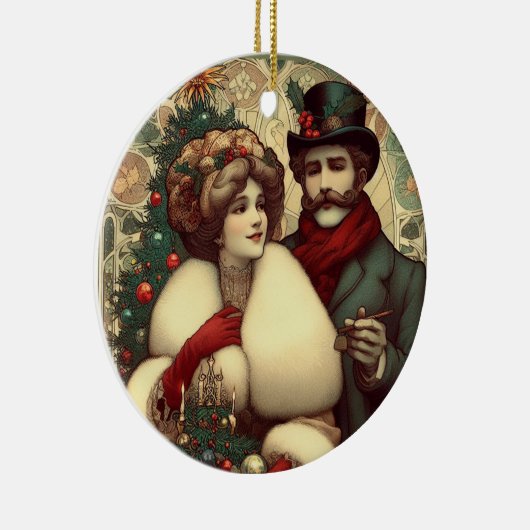 Victoriaans kerstpaar keramisch ornament (Rechts)