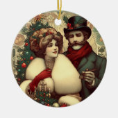 Victoriaans kerstpaar keramisch ornament (Voorkant)
