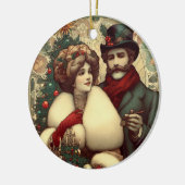 Victoriaans kerstpaar keramisch ornament (Links)