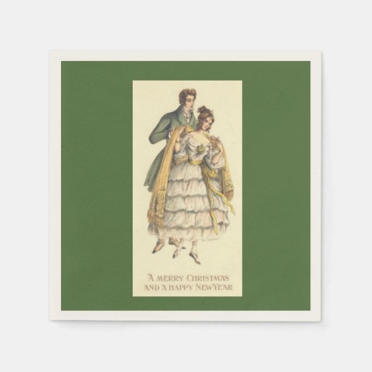 Victoriaans kerstpaar  vakantie servetten (Voorkant)