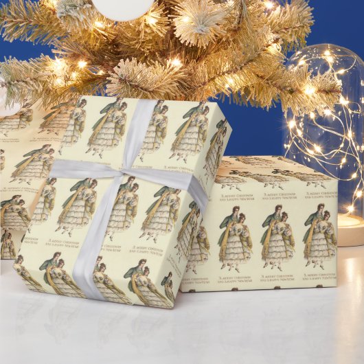 Victoriaans kerstpapier met couponzegels cadeaupapier (Feestdagen)
