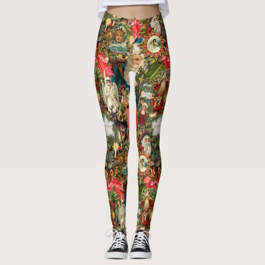 Victoriaans kerstpapier voor gevierd kerstmis leggings (Voorkant)