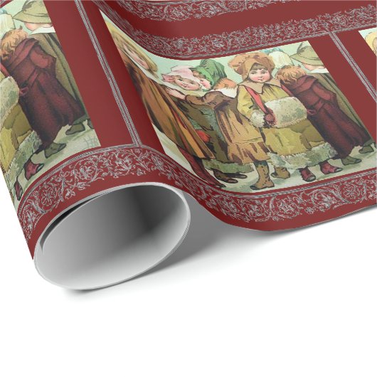 Victoriaans kerstpapier voor kinderen cadeaupapier (Rol Hoek)