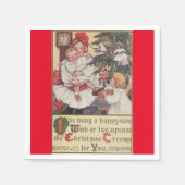Victoriaans kerstpapier voor kinderen servetten (Voorkant)