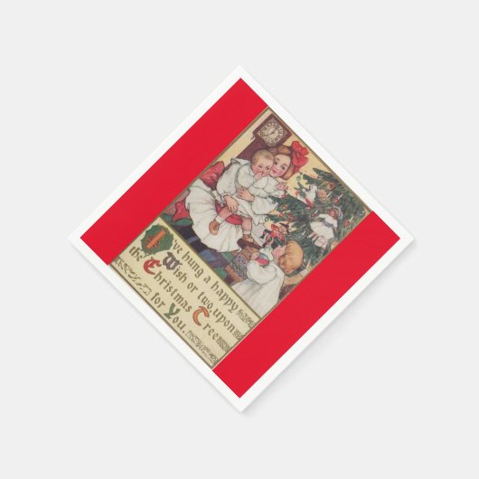 Victoriaans kerstpapier voor kinderen servetten (Hoek)