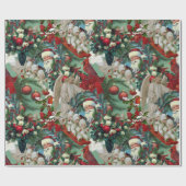 Victoriaans kerstportret cadeaupapier (Vlak)