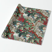 Victoriaans kerstportret cadeaupapier (Uitgerold)