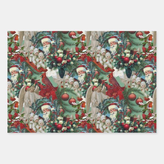Victoriaans kerstportret inpakpapier vel (Voorkant)