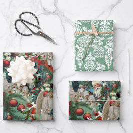 Victoriaans kerstportret inpakpapier vel