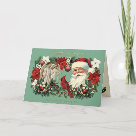 Victoriaans Kerstportret Kaart (Voorkant)