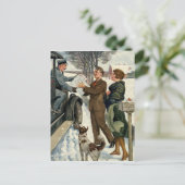  Victoriaans kerstpostbezorging Feestdagenkaart (Staand voorkant)