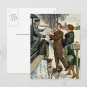  Victoriaans kerstpostbezorging Feestdagenkaart (Voorkant / Achterkant)