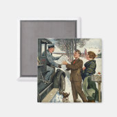 Victoriaans kerstpostbezorging Magneet (Voorkant / Achterkant)