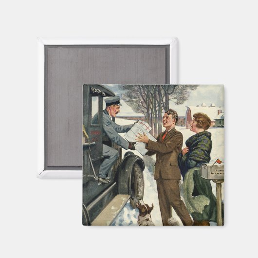  Victoriaans kerstpostbezorging Magneet (Voorkant / Achterkant)