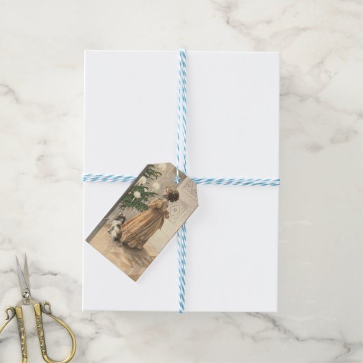 Victoriaans kerstrecorder  feestdag cadeaulabel (Met Touw)