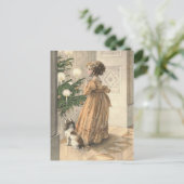 Victoriaans kerstrecorder  feestdag feestdagenkaart (Staand voorkant)