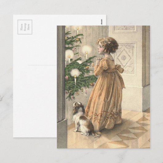 Victoriaans kerstrecorder  feestdag feestdagenkaart (Voorkant / Achterkant)