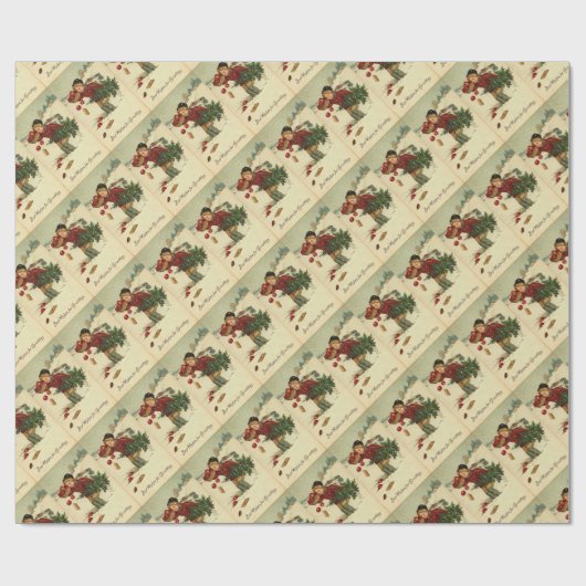 Victoriaans kerstrecorder met   cadeaupapier (Vlak)