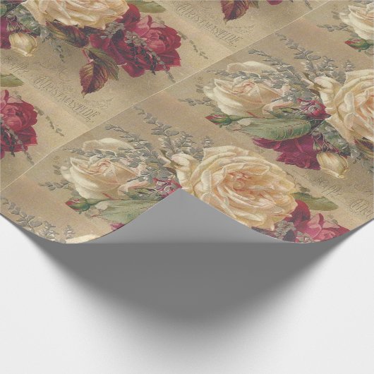 Victoriaans kerstRoos Cadeaupapier (Hoek)