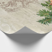 Victoriaans kerstRoos, pine en Holly Collage Cadeaupapier (Hoek)