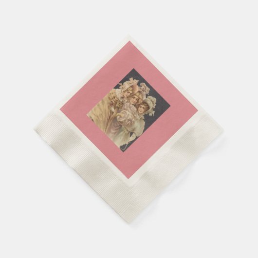 Victoriaans kerstroze vrouwen Napkins Servetten (Hoek)