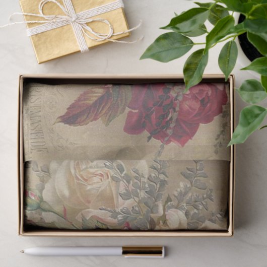 Victoriaans kerstRozen Tissuepapier (Geschenk)