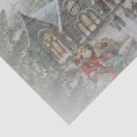 Victoriaans kerstscène met kerstman tissuepapier (Detail)