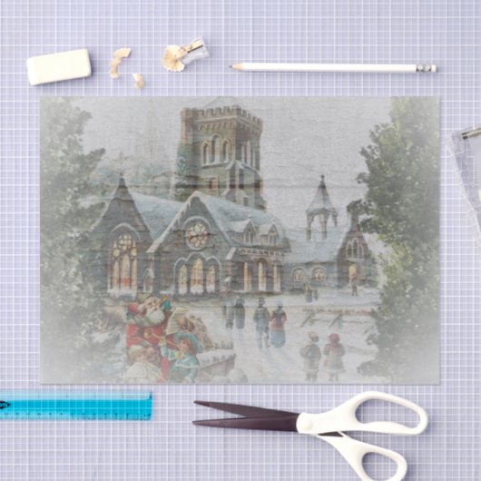 Victoriaans kerstscène met kerstman tissuepapier (Craft)