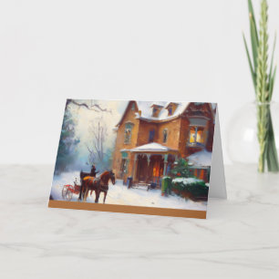 Victoriaans kerstscène vakantie Kaart