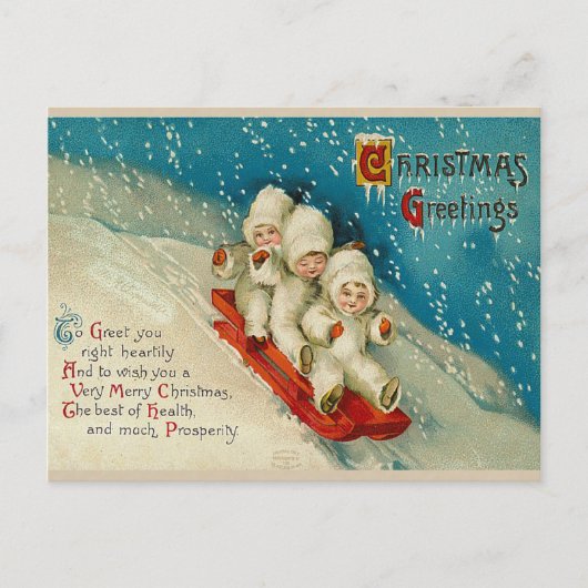 Victoriaans kerstsneeuw Baby Briefkaarten (Voorkant)