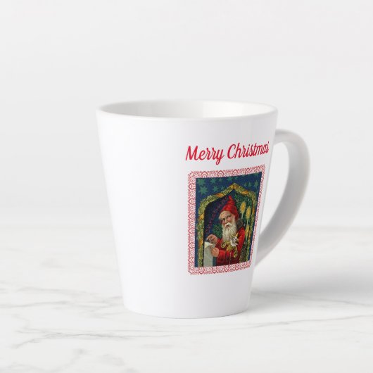 Victoriaans kerststaartschar latte mok (Rechterhoek)