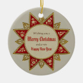 Victoriaans kerstster Gold Red  CC0963 Keramisch Ornament (Voorkant)