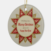 Victoriaans kerstster Gold Red  CC0963 Keramisch Ornament (Links)