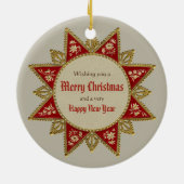 Victoriaans kerstster Gold Red  CC0963 Keramisch Ornament (Achterkant)