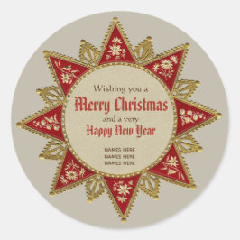 Victoriaans kerstster Golden-versieringen CC0958 Ronde Sticker