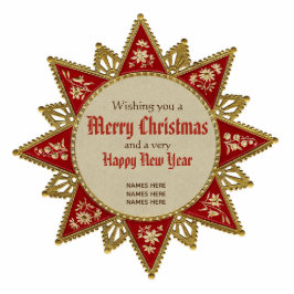 Victoriaans kerststerversiering Goud rood Fotobeeldje Ornament