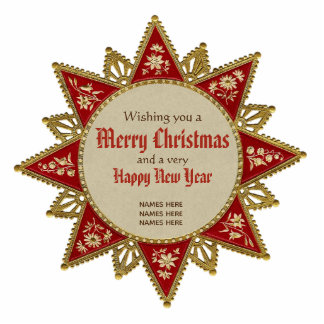 Victoriaans kerststerversiering Goud rood Fotobeeldje Ornament