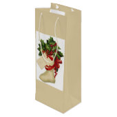Victoriaans kerststop Wijn Gift Bag Cadeautas (Achterkant Gekanteld)
